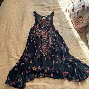 Free People Bohemian Black Floral Dress